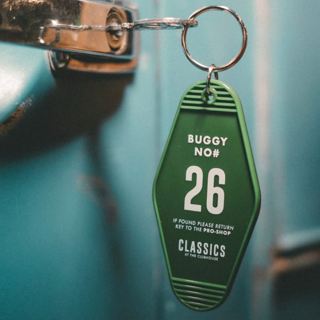 Retro Motel Style Golf Buggy Keyring